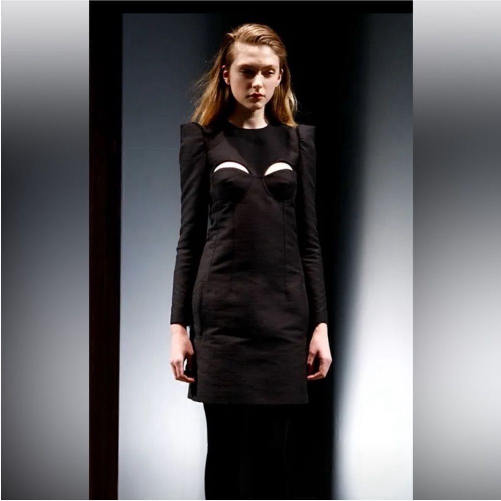 Nwt Carven Black Long Sleeve Dress With Cut-Outs, Us4